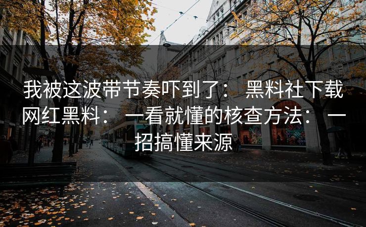 我被这波带节奏吓到了： 黑料社下载网红黑料： 一看就懂的核查方法： 一招搞懂来源